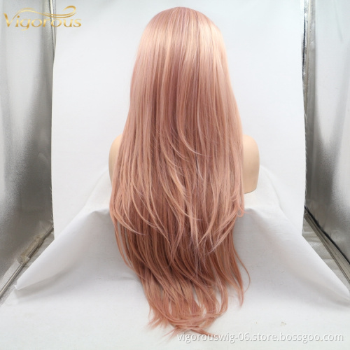 Mono Color Lace Front Wig Silky Straight Wave Long Curly Heat Resistant For Women Wigs Synthetic Fiber Lace Wig Middle Part
